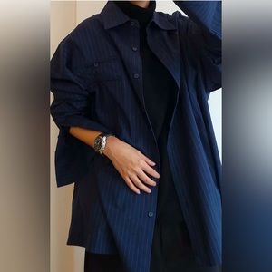 **BNWT** THE FRANKIE SHOP Conrad Button-Up Shirt (Navy Stripe)